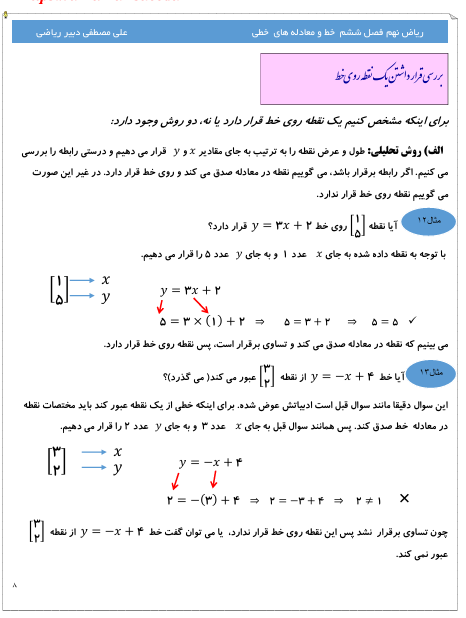 جلد جزوه ریاضی نهم (فصل 6- معادله خط)